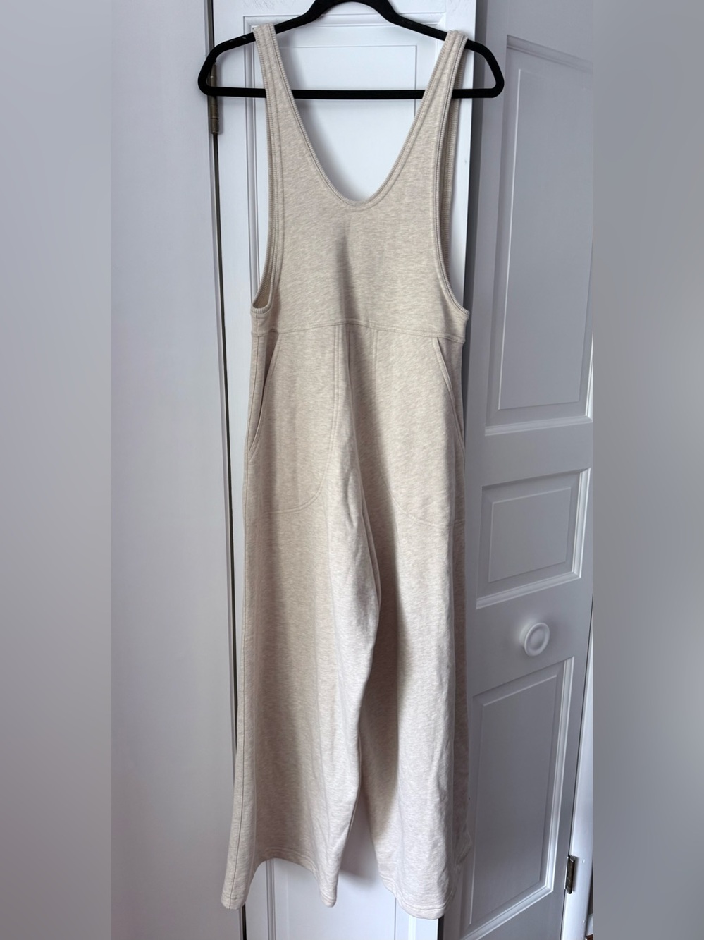 ANA + ZAC Wide Leg Lounge Jumpsuit Oatmeal Beige Size Small